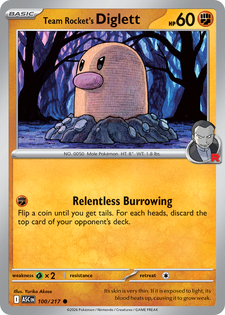 Team Rocket's Diglett 100/217 from Pokemon TCG Ascended Heroes