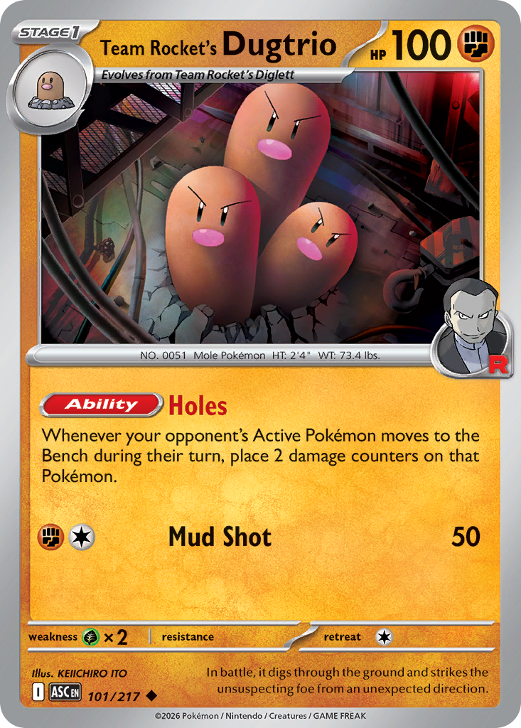 Team Rocket's Dugtrio 101/217 from Pokemon TCG Ascended Heroes