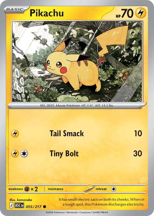 Pikachu 055/217 from Pokemon TCG Ascended Heroes