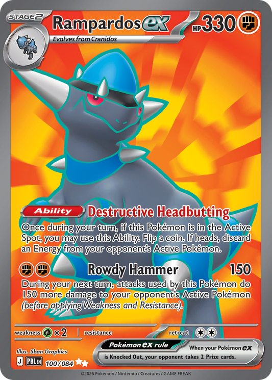 Rampardos ex 100/084 from Pokemon TCG Pitch Black