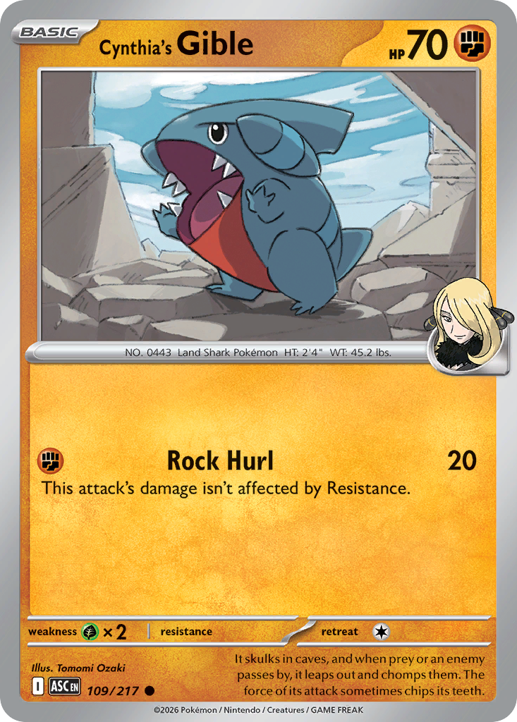 Cynthia's Gible 109/217 from Pokemon TCG Ascended Heroes