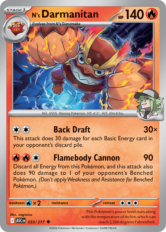 N's Darmanitan 033/217 from Pokemon TCG Ascended Heroes