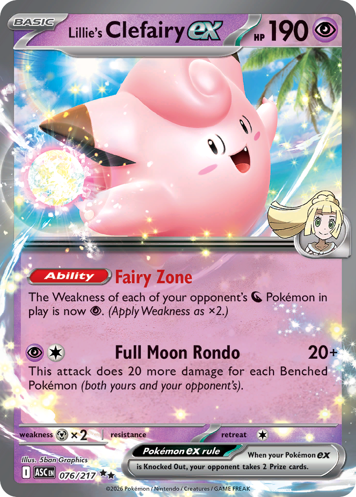 Lillie's Clefairy ex 076/217 from Pokemon TCG Ascended Heroes