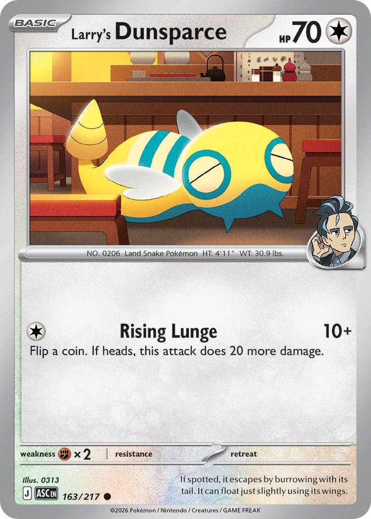 Larry's Dunsparce 163/217 from Pokemon TCG Ascended Heroes