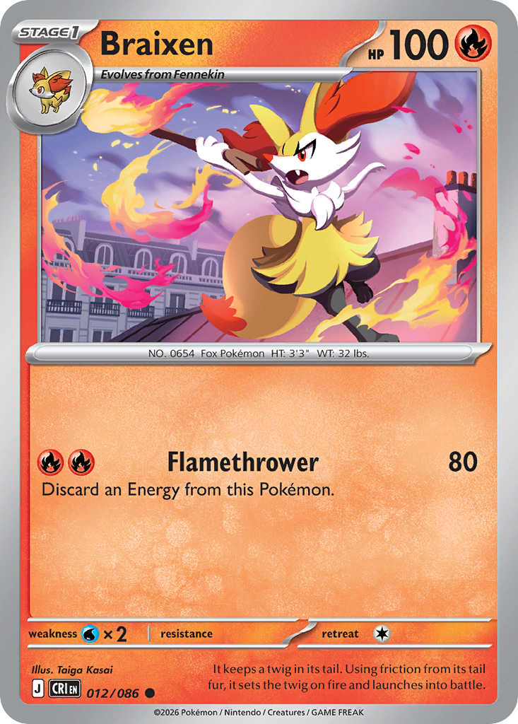 Braixen 012/086 from Pokemon TCG Chaos Rising