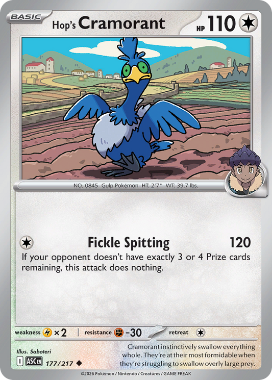 Hop's Cramorant 177/217 from Pokemon TCG Ascended Heroes