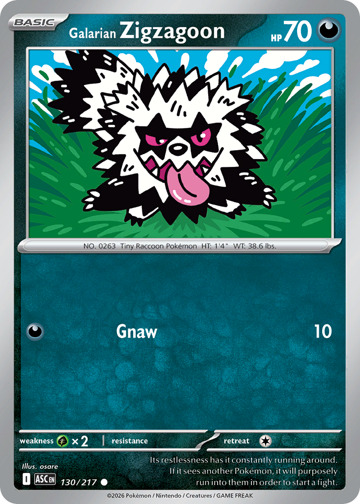 Galarian Zigzagoon 130/217 from Pokemon TCG Ascended Heroes