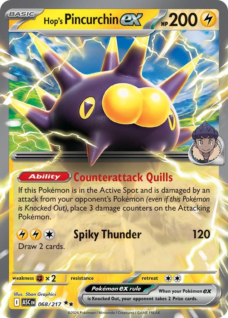 Hop's Pincurchin ex 068/217 from Pokemon TCG Ascended Heroes