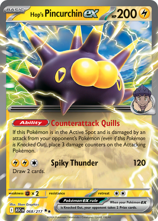 Hop's Pincurchin ex 068/217 from Pokemon TCG Ascended Heroes