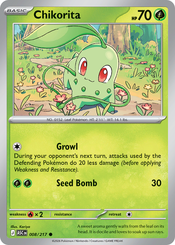 Chikorita 008/217 from Pokemon TCG Ascended Heroes