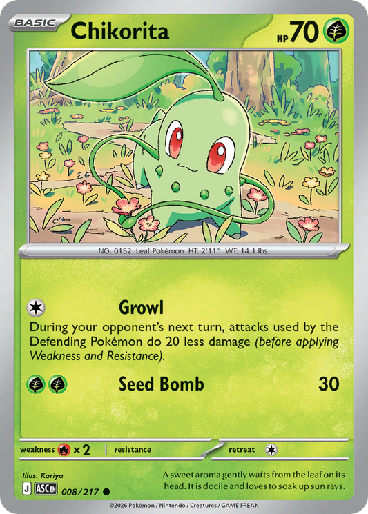 Chikorita 008/217 from Pokemon TCG Ascended Heroes