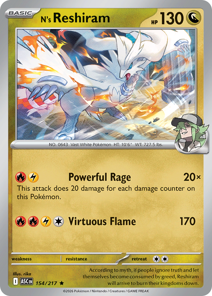 N's Reshiram 154/217 from Pokemon TCG Ascended Heroes