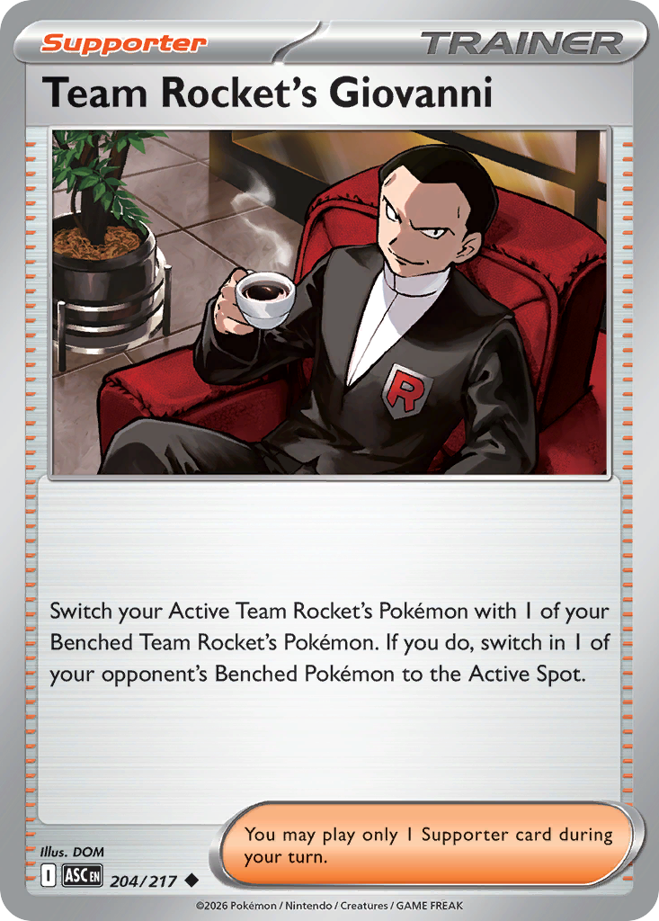 Team Rocket's Giovanni 204/217 from Pokemon TCG Ascended Heroes