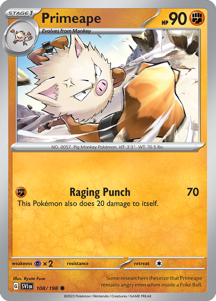 Primeape 108/198 from Pokemon TCG Scarlet & Violet