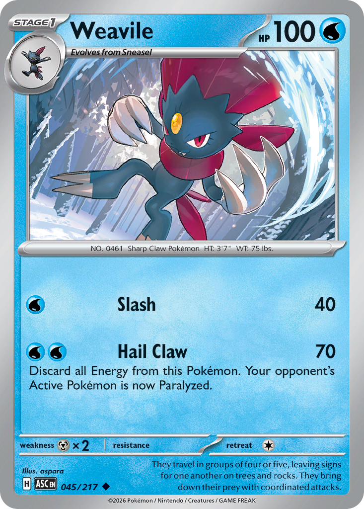 Weavile 045/217 from Pokemon TCG Ascended Heroes