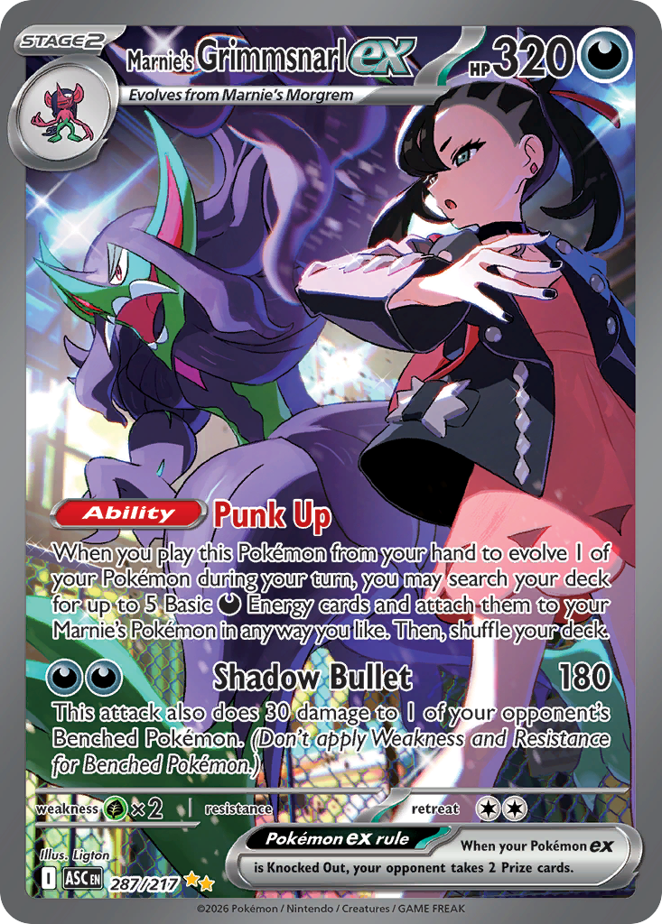 Marnie's Grimmsnarl ex 287/217 from Pokemon TCG Ascended Heroes