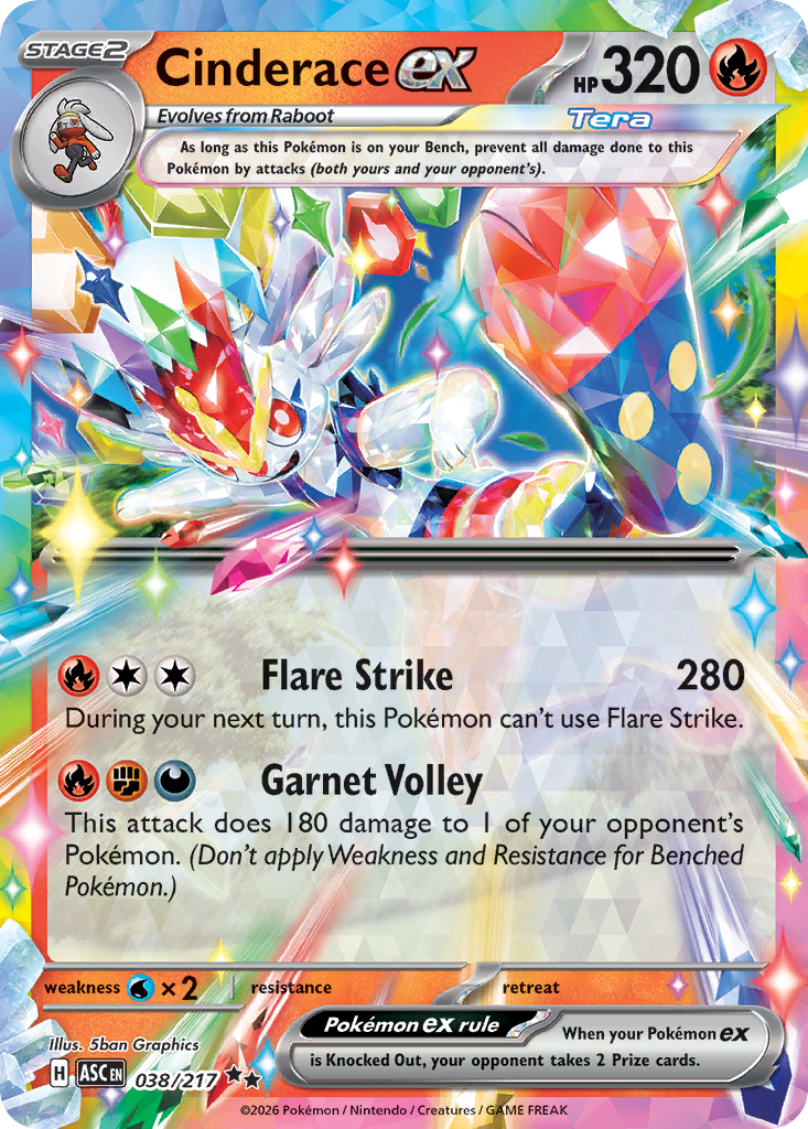 Cinderace ex 038/217 from Pokemon TCG Ascended Heroes