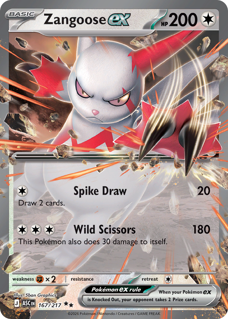 Zangoose ex 167/217 from Pokemon TCG Ascended Heroes