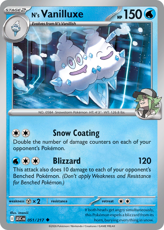 N's Vanilluxe 051/217 from Pokemon TCG Ascended Heroes