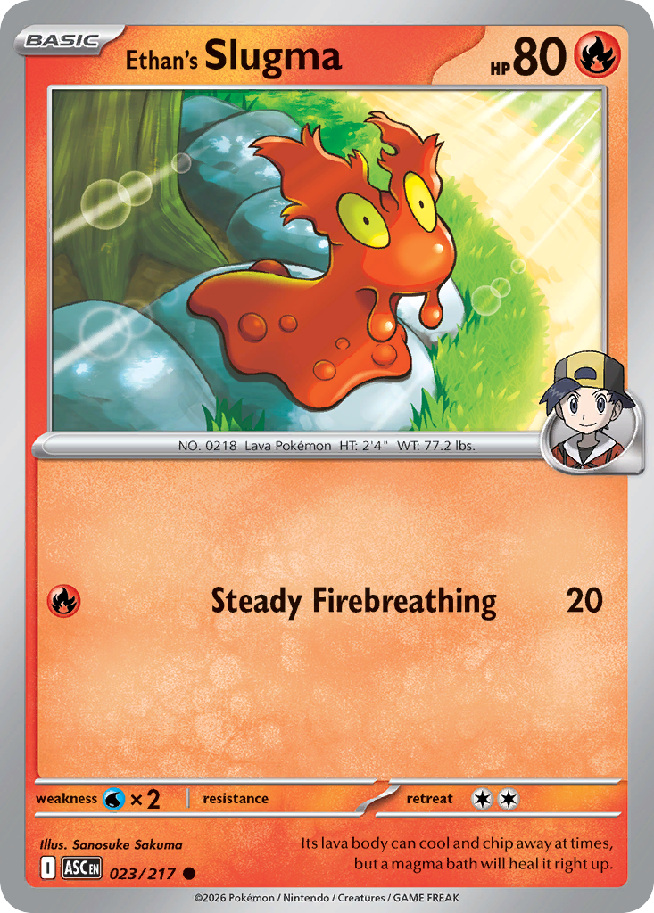 Ethan's Slugma 023/217 from Pokemon TCG Ascended Heroes