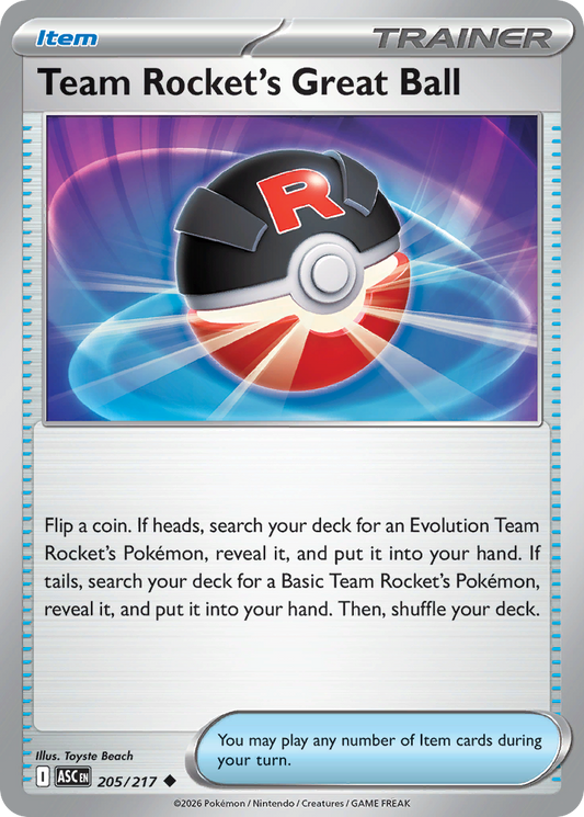 Team Rocket's Great Ball 205/217 from Pokemon TCG Ascended Heroes