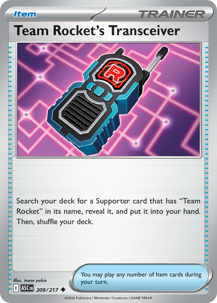 Team Rocket's Transceiver 209/217 from Pokemon TCG Ascended Heroes