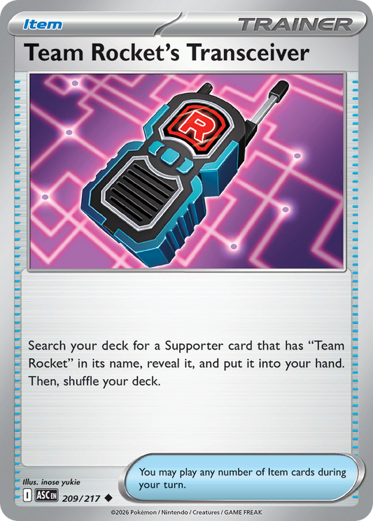 Team Rocket's Transceiver 209/217 from Pokemon TCG Ascended Heroes