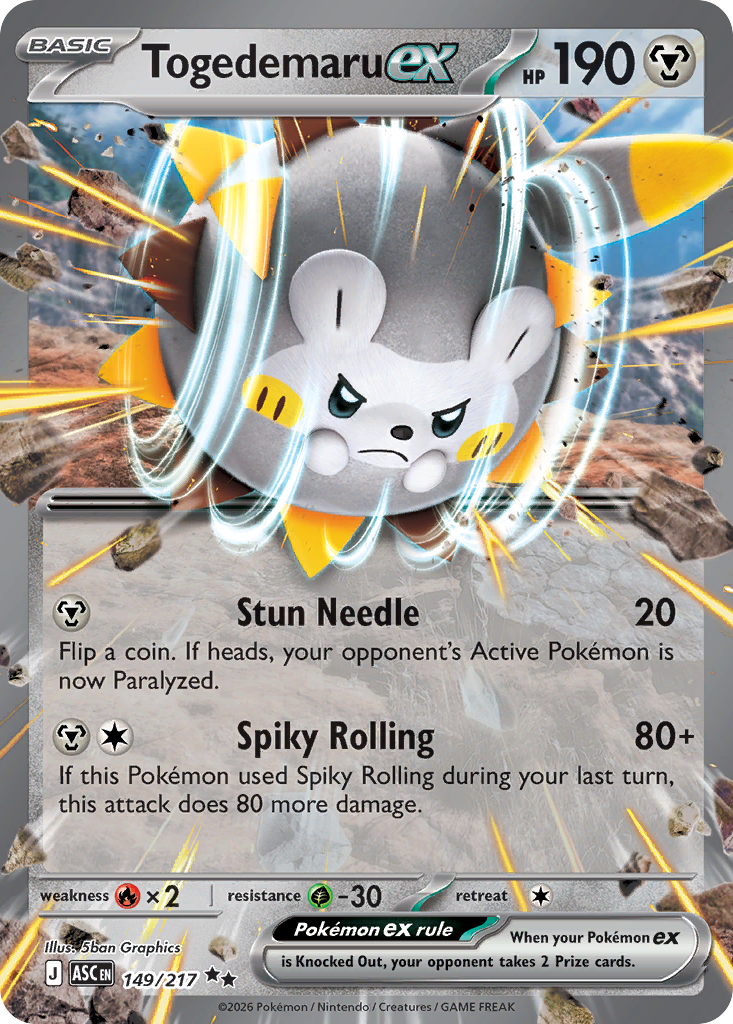 Togedemaru ex 149/217 from Pokemon TCG Ascended Heroes