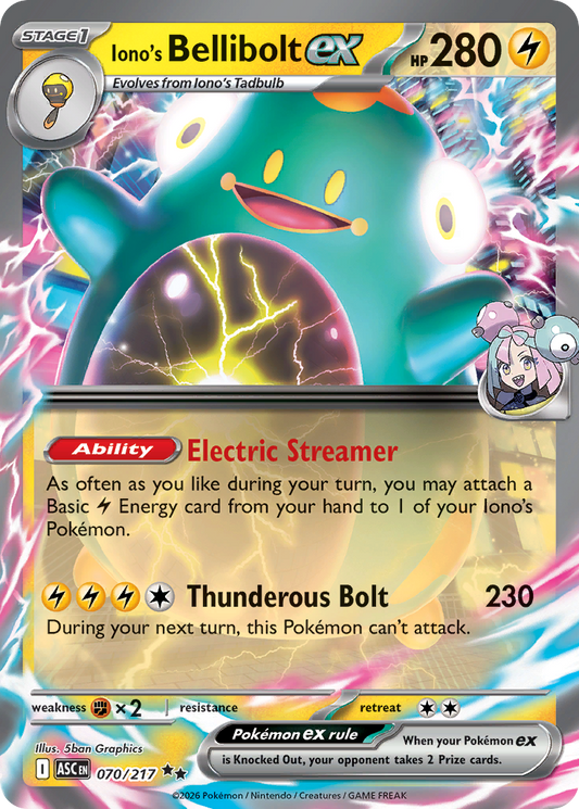 Iono's Bellibolt ex 070/217 from Pokemon TCG Ascended Heroes