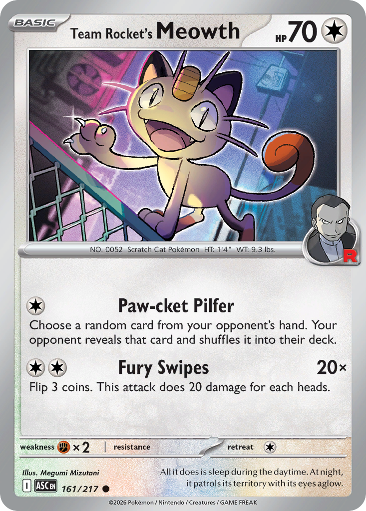 Team Rocket's Meowth 161/217 from Pokemon TCG Ascended Heroes
