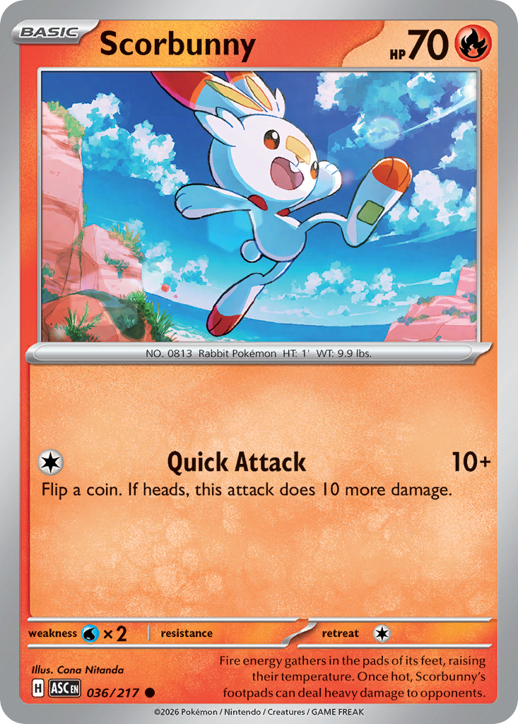 Scorbunny 036/217 from Pokemon TCG Ascended Heroes