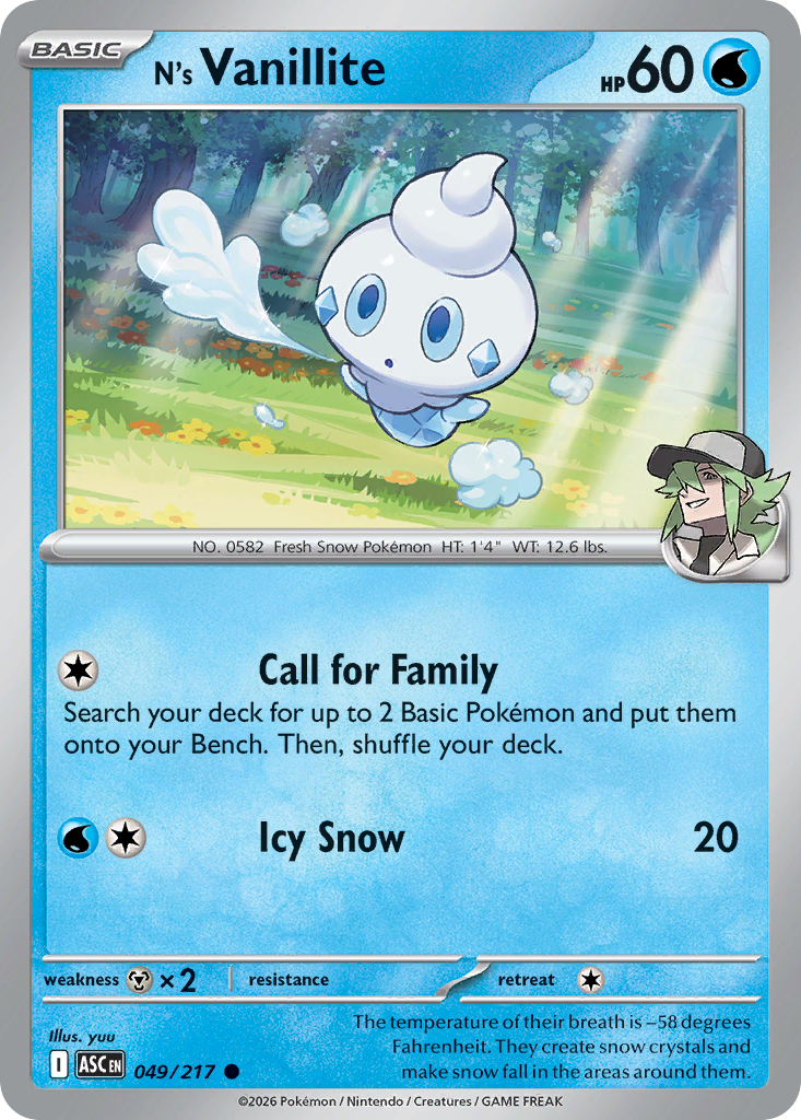N's Vanillite 049/217 from Pokemon TCG Ascended Heroes