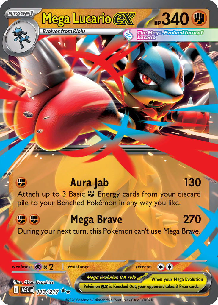 Mega Lucario ex 113/217 from Pokemon TCG Ascended Heroes