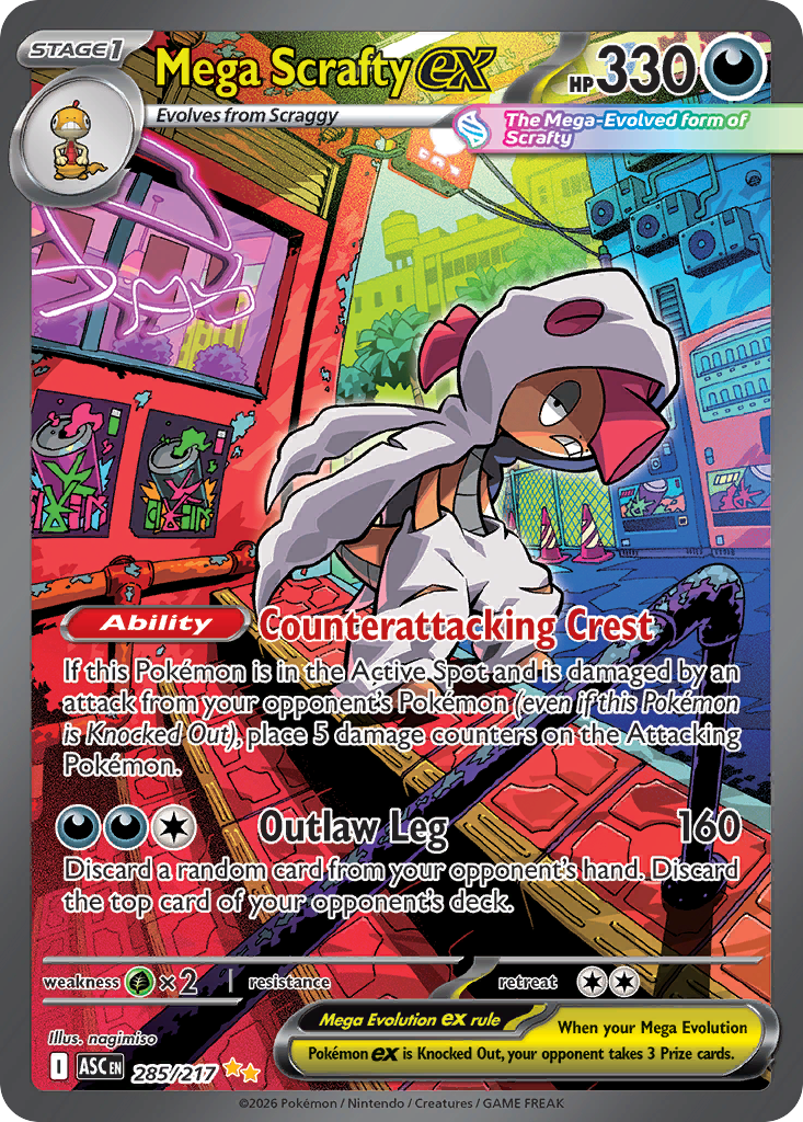 Mega Scrafty ex 285/217 from Pokemon TCG Ascended Heroes