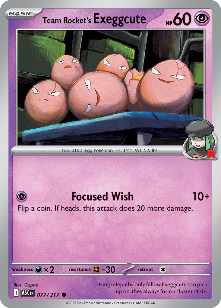 Team Rocket's Exeggcute 077/217 from Pokemon TCG Ascended Heroes