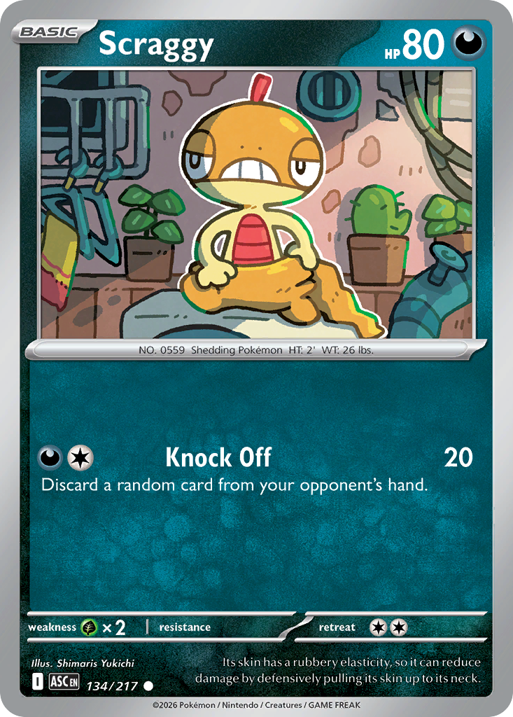 Scraggy 134/217 from Pokemon TCG Ascended Heroes