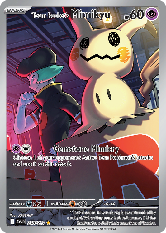Team Rocket's Mimikyu 238/217 from Pokemon TCG Ascended Heroes